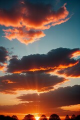 Fototapeta premium Picture Depicting Fiery sunset clouds in an abstract background.