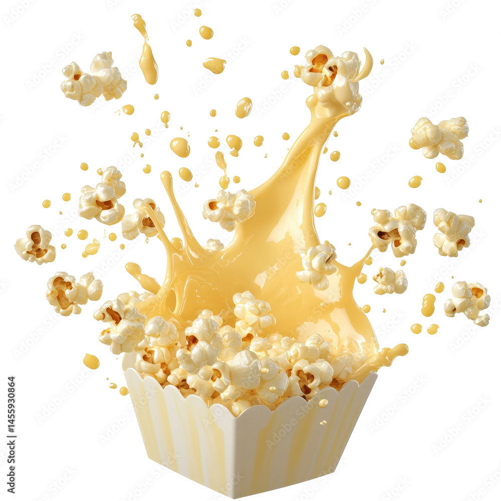 Poster splashes of buttery popcorn create an uplifting scene in a festive setting