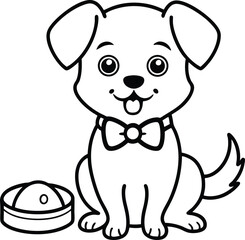A cute brown cartoon puppy with a happy smile and cheerful tail, a beloved pet animal coloring page.