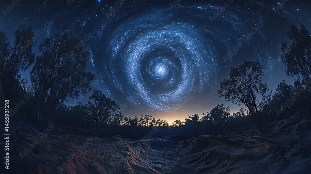 Wall mural nebulous clouds swirling across the night sky, partially obscuring the stars and creating an etherea