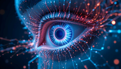 Digital Eye Futuristic Vision, AI, Neural Network, Abstract Art, Technology Concept