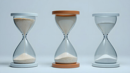 Frozen Time A Trio of Hourglasses Capturing Fleeting Moments