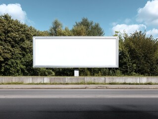 Blank billboard positioned beside a road.