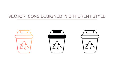 Portble Recycle Bin icon design with white background stock illustration