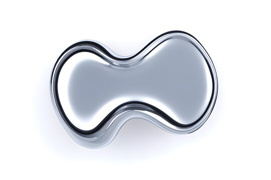 Melted chrome liquid metal blob shape isolated on white