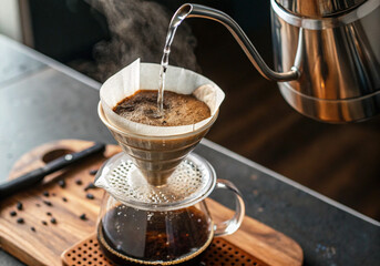 Pour Over Coffee Brewing Process