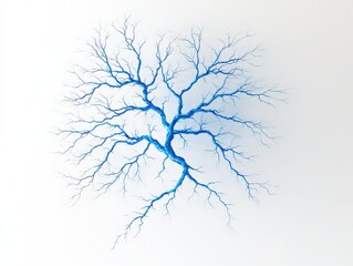 Fototapeta premium Blue bare tree branches artwork on transparent background