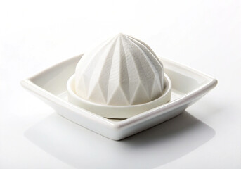 Elegant White Ceramic Citrus Juicer on Square Dish