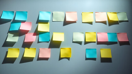 Colorful Sticky Notes on a Wall Visual Grid for Idea Organization