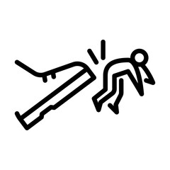 Employee fired outline icon. figure kick out line art illustration.