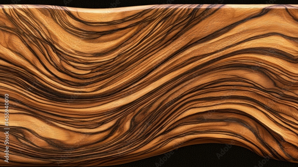 Poster a close-up view of a wooden surface with a unique pattern of dark and light brown stripes.