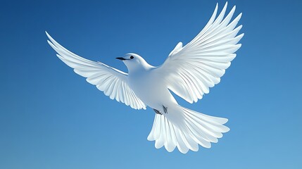 Fototapeta premium A white bird soars freely against a clear sky