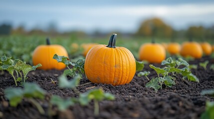 Pumpkin vines sprawling across a fertile patch of earth, promising a harvest of autumnal delights.