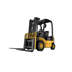 forklift realistic vector illustration isolated