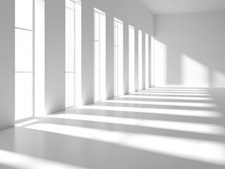 White room with windows and light on transparent background
