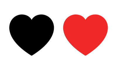 Heart black and red icon isolated on transparent background. Flat icon. 
