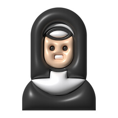 icon of a church nun in 3d style