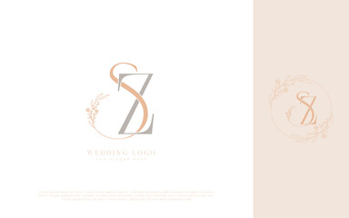 Letter SZ elegant wedding monogram logo design