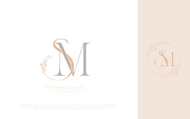Letter SM elegant wedding monogram logo design