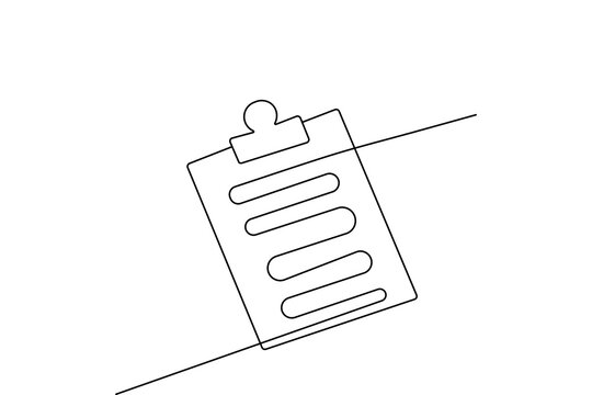 Clipboard with checklist  one line drawing minimalist outline vector illustration
