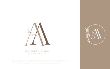 AA initial monogram wedding logo