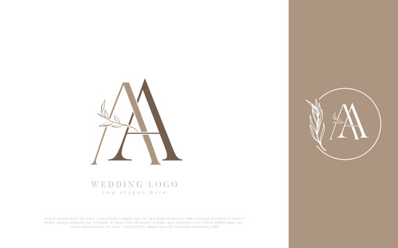 AA initial monogram wedding logo