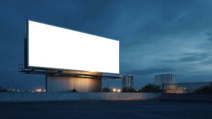 Obraz premium Empty billboard at night against a city skyline.