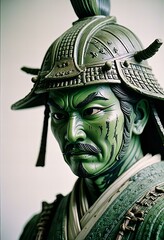 Photo Statue of a samurai warrior, isolated on a white background.