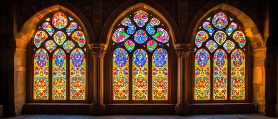 Fototapeta premium Majestic Gothic Stained Glass Windows