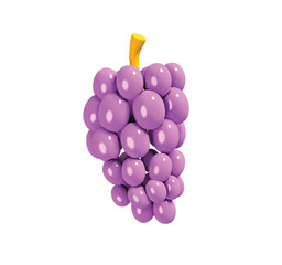 grapes bunch purple fruit vector 3d icon.