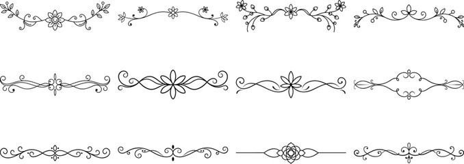 Set of Frame borders and text dividers, monochrome vectors collection