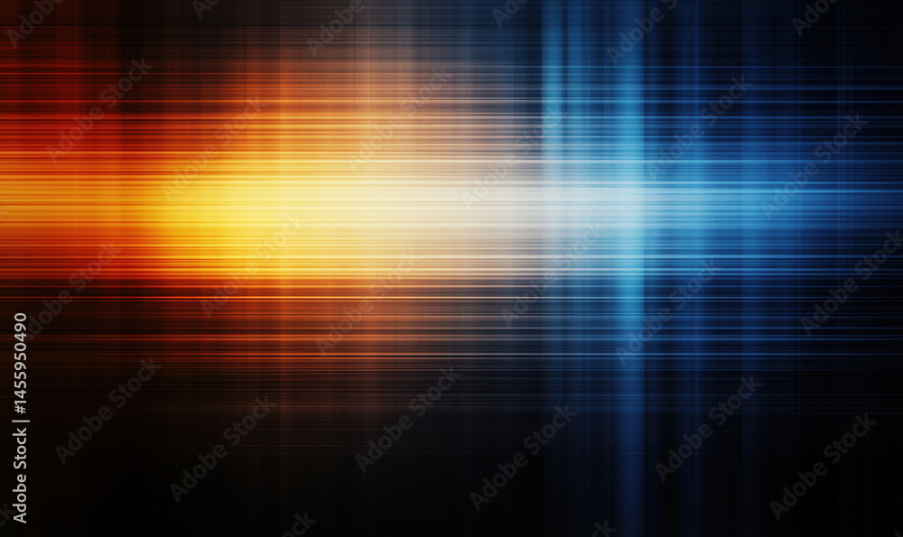 Poster abstract gradient lines in orange and blue hues creating a dynamic visual effect.