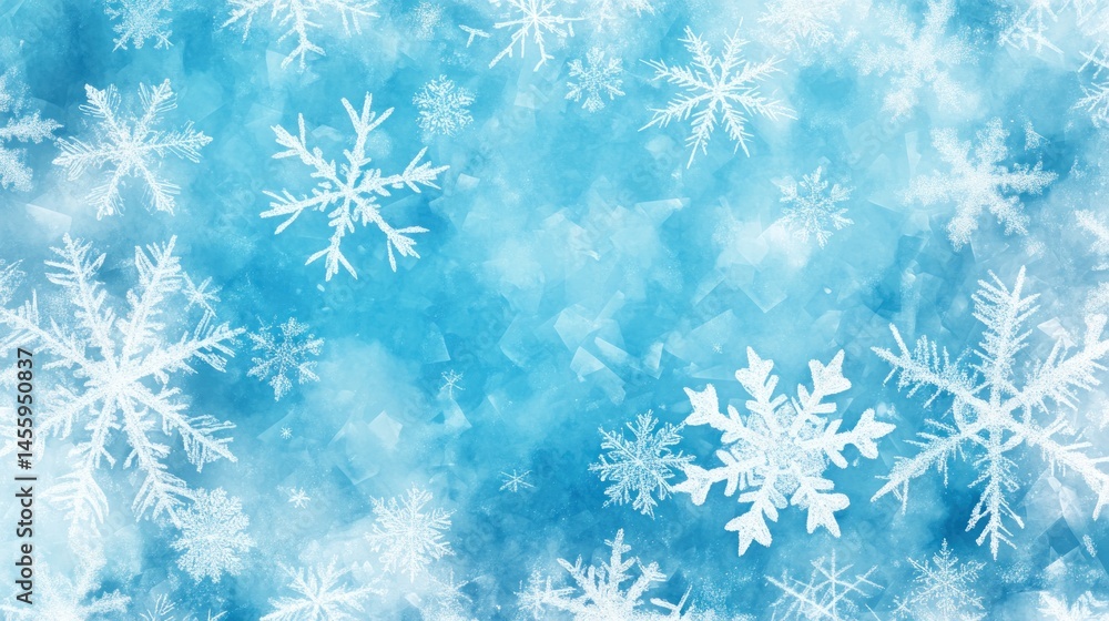Poster Snowflake pattern on textured blue background