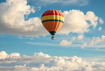 Fototapeta premium Hot air balloon floating in the clouds.