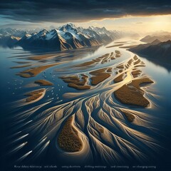 River delta distributaries shifting Sediment deposits slowly alt