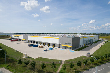 Distribution Center: Aerial View of Logistics Warehouse