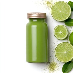 Refreshing Green Smoothie in a Bottle with Apple, Cucumber, and Spinach