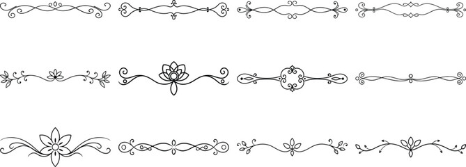 Set of Frame borders and text dividers, monochrome vectors collection