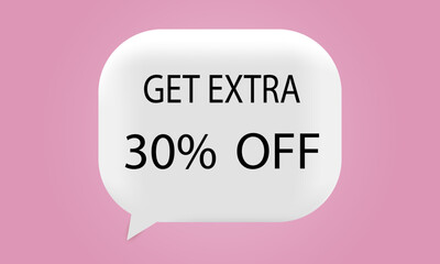 Get an extra 30 percent off on sale. Special offer symbol