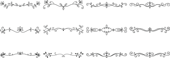 Fototapeta premium Set of Frame borders and text dividers, monochrome vectors collection