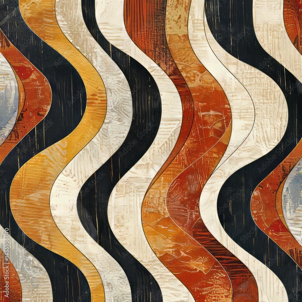 Poster the texture of the lines adds depth and character to the overall pattern, which has a retro, handcra