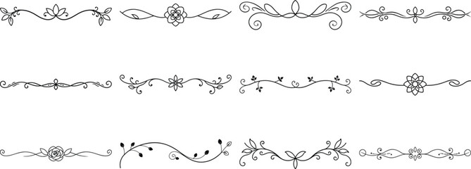 Set of Frame borders and text dividers, monochrome vectors collection