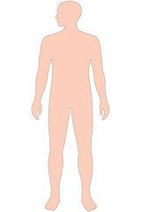 Male full body silhouette, front view, isolated on white background