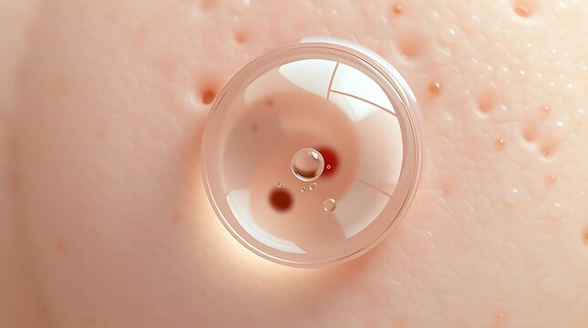 Hydrocolloid Acne Patch on Skin: Close-Up View of Healing Process on a Blemished Complexion, Skin Treatment, and Care for Acne-Prone Skin             