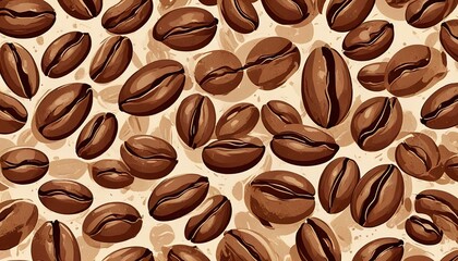 Obraz premium Abstract coffee bean patterns, with repeating shapes and varying shades of brown.