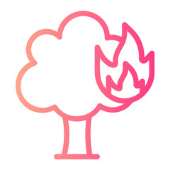 burning tree gradient icon