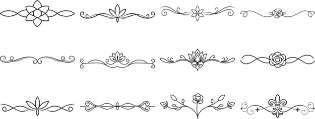 Set of Frame borders and text dividers, monochrome vectors collection