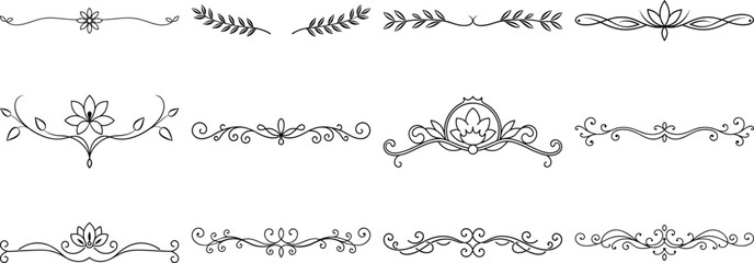 Obraz premium Set of Frame borders and text dividers, monochrome vectors collection