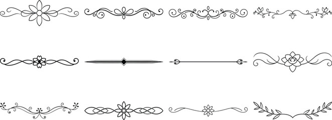 Set of Frame borders and text dividers, monochrome vectors collection