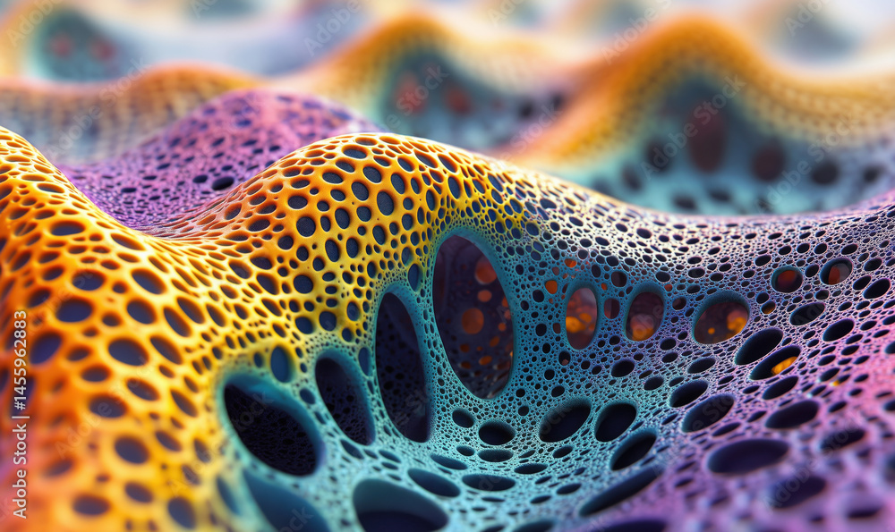 Aufkleber colorful abstract 3d surface with organic shapes and intricate patterns.